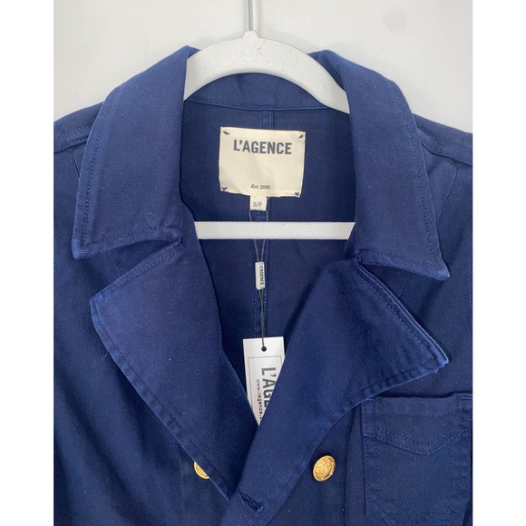 L’AGENCE Allison women’s navy double breasted denim jacket size small 0050 - Picture 4 of 16